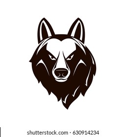 Muzzle of a wolf. Vector logo on a white background