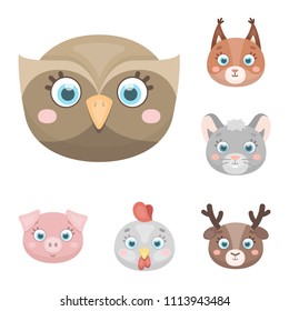 Muzzles of animals cartoon icons in set collection for design. Wild and domestic animals vector symbol stock web illustration.