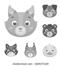 Muzzles of animals monochrome icons in set collection for design. Wild and domestic animals vector symbol stock web illustration.