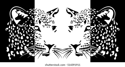 Muzzles of leopards. positive and negative