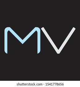 MV Abstrac logo vector Monogram isolated on black background