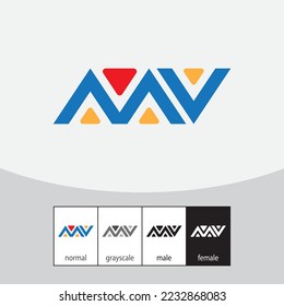 Logotipo de carta MV o AVA. - Vector