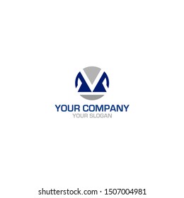 MV Circle Logo Design Vector