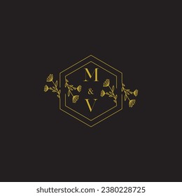 MV elegant wedding initial logo in high quality professional design that will print well across any print media