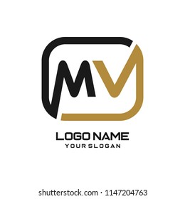 MV initial box letter logo template vector