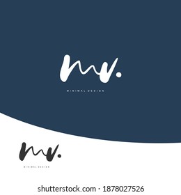MV Initial handwriting or handwritten logo for identity. Logo with signature and hand drawn style.
