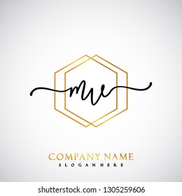MV Initial Handwriting logo template vector