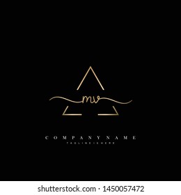 MV initial handwriting logo template vector