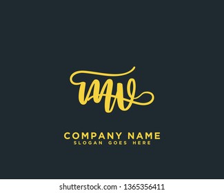 MV Initial Handwriting Logo Vector