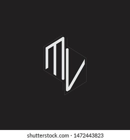 MV Initial Letters logo monogram with up to down style isolated on black background