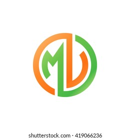 MV initial letters looping linked circle logo orange green
