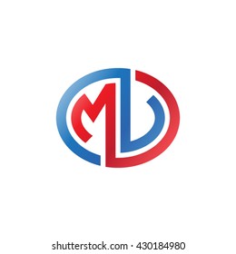 MV initial letters looping linked ellipse logo red blue