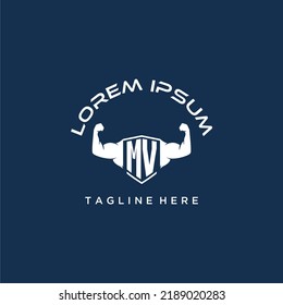 MV initial monogram for fitnes or gym logo with creative style design