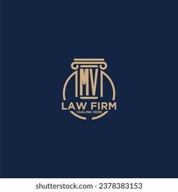 MV initial monogram for law firm with creative circle line