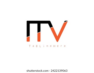  MV   initial overlapping swoosh letter logo white background