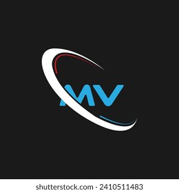 Diseño del logotipo de la letra MV. Iniciales con el logotipo MV vinculado con el logotipo de los monogramas en círculo y en mayúsculas. Tipografía MV para diseño de logotipo de marca de tecnología, negocios y bienes raíces