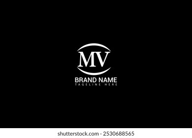 MV letter logo design on black background. MV creative initials letter logo concept. MV unique design.