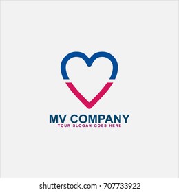 MV Letter Logo Design Vector