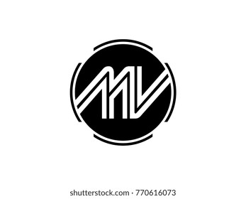 MV letter logo round black