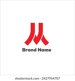 mv letter walking red vector logo template