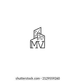 MV line concept logo in high quality professional design that will be best for companies related to real estate