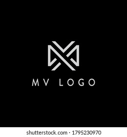 Diseño del logotipo de MV. Ilustración vectorial.