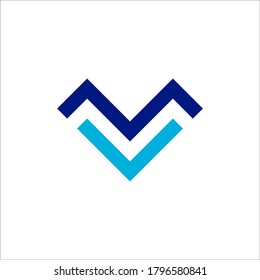 MV logo design vector sign