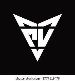 MV Logo monogram with back drop shape logo design template