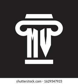 MV Logo monogram with pillar style design template