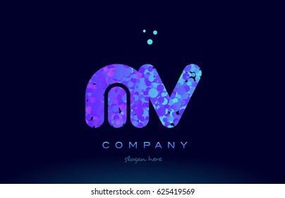 mv m v alphabet pink blue bubble circle dots creative letter company logo vector icon design template