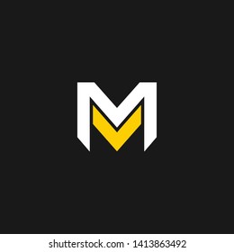 MV or M V letter alphabet logo design in vector format.
