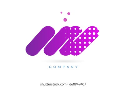 mv m v pink dots dotted letter logo alphabet creative company vector icon design template