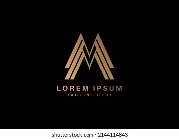 MV Modern letter golden logo design, MV logo