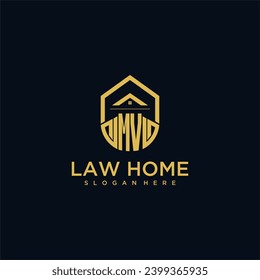 MV monogram initial logo for lawhome with shape home design