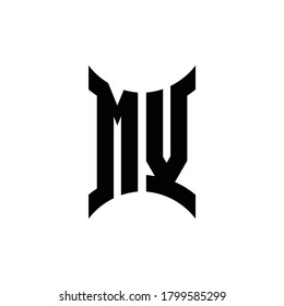 Logo de monograma MV con plantilla de diseño de lado curvo
