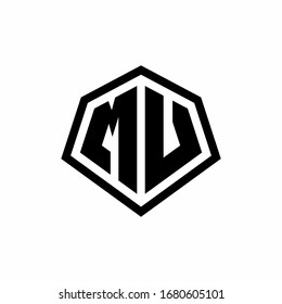 Logotipo de monograma MV con forma hexagonal y plantilla de diseño de estilo redondeado en línea aislada en fondo blanco