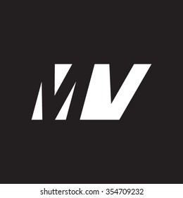 MV negative space letter logo black background