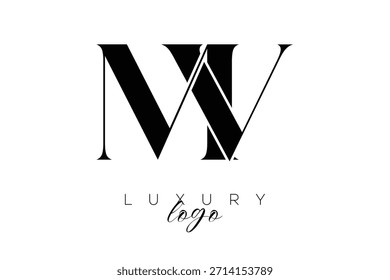 Letra MV Serif Monogram Tipografia Logotipo para identidade de marca premium elegante
