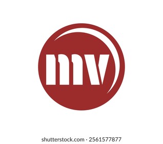 MV sport emblem or team logotype. Ball logo with a combination of Initial letter M and V for balls shop, sports company, training, club badge. Vector illustration.