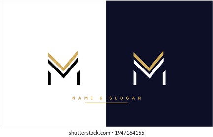 MV ,VM  Abstract Letters Logo Monogram