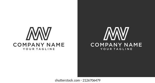 MV or VM initial letter logo design vector with business card design.