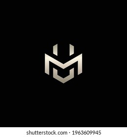 Logotipo de letra MV o VM en vector de forma hexagonal