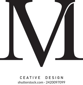 MV, diseño de logotipo moderno de letra de VM