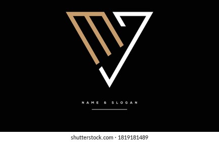 Monograma del logotipo de las letras abstractas MV, VM ,M ,V
