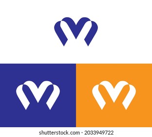 MV VM M AND V Abstract initial monogram letter