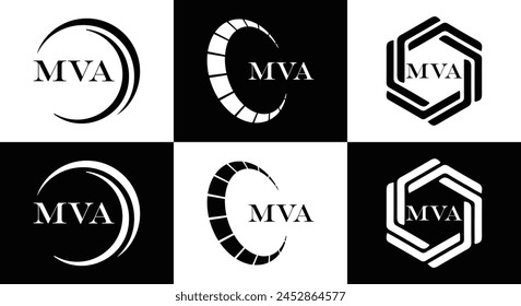 MVA logo. M V A design. White MVA letter. MVA, M V A letter logo design. Initial letter MVA linked circle uppercase monogram logo. M V A letter logo vector design. 