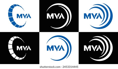 MVA logo. M V A design. White MVA letter. MVA, M V A letter logo design. Initial letter MVA linked circle uppercase monogram logo. M V A letter logo vector design. 