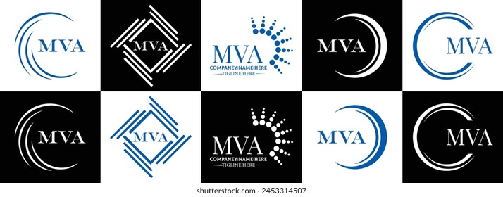 MVA logo. M V A design. White MVA letter. MVA, M V A letter logo design. Initial letter MVA linked circle uppercase monogram logo. M V A letter logo vector design. 