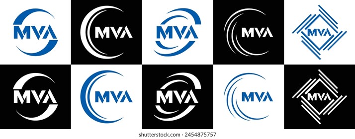 MVA logo. M V A design. White MVA letter. MVA, M V A letter logo design. Initial letter MVA linked circle uppercase monogram logo. M V A letter logo vector design. 