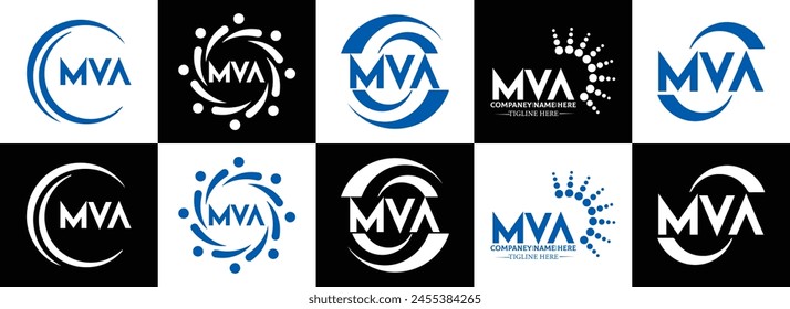 MVA logo. M V A design. White MVA letter. MVA, M V A letter logo design. Initial letter MVA linked circle uppercase monogram logo. M V A letter logo vector design. 